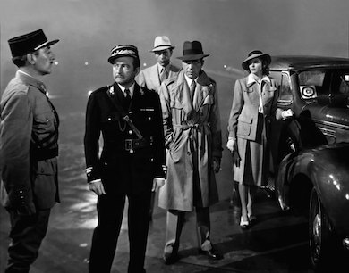 Claude Rains, Humphrey Bogart and Ingrid Bergman in Casablanca
