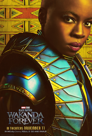 Danai Gurira as Okoye on Black Panther: Wakanda Forever movie poster