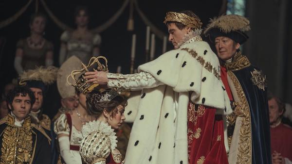Joaquin Phoenix as Napoleon Bonaparte and Vanessa Kirby as Empress Josephine in Napoleon movie